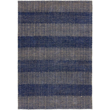 Ives Modern Geometric Chevron Zigzag Stripe Hand-Woven Jute&Cotton Durable Textured Soft-Touch Flatweave Navy Blue Rug-Asiatic Carpets-Rug Love - The Most Loved Rug Store